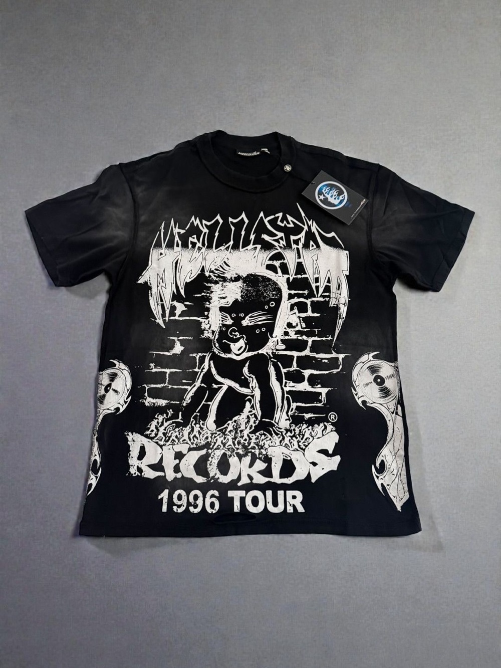 Black Graphic '1996 TOUR' Band Tee with White Print